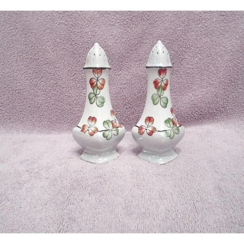 Vtg Japan Cherry Blossom Salt & Pepper Shakers Porcelain MCM 60s Cottagcore 5